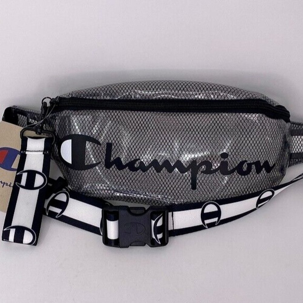 CHAMPION Sling Waist Fanny Pack Travel Adjustable Script LOGO Clear See Thru